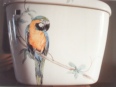 Parrot on Commode Tank